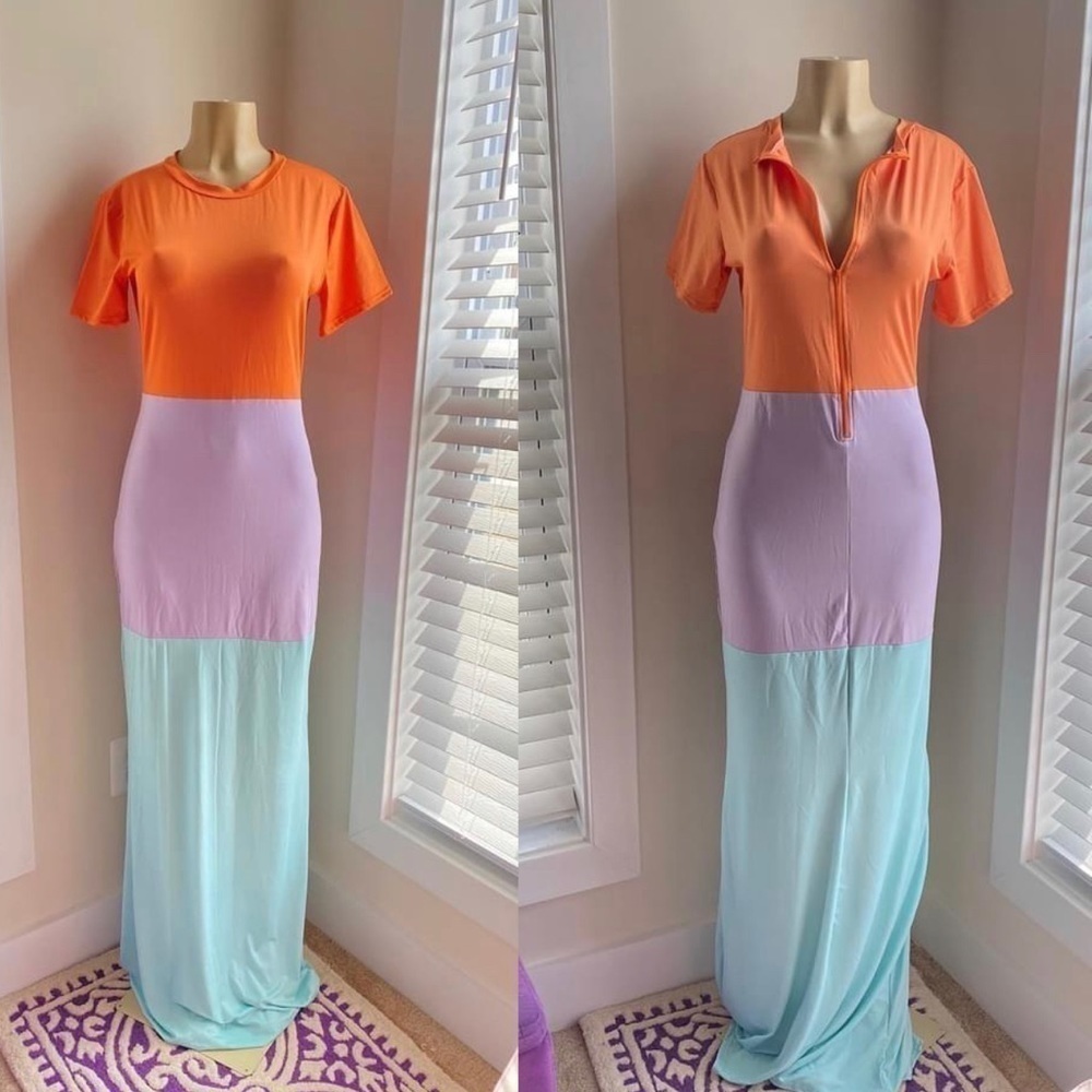 Color block floor length maxi. Size small - Picture 3 of 3
